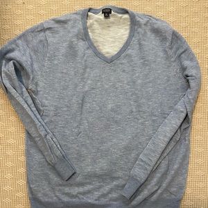 J Crew Heathered Cotton Blue V Neck sweater